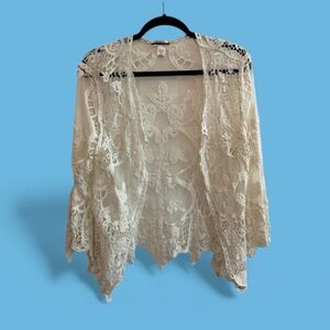 MIRROR IMAGE Cream Sheer Lace Boho Cardigan Size L/XL